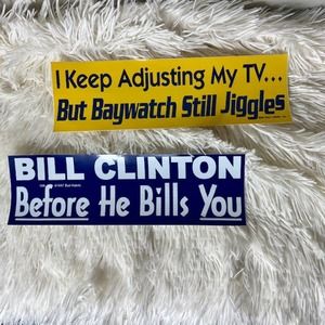Vintage 90's Bumper Stickers Bill Clinton Baywatch